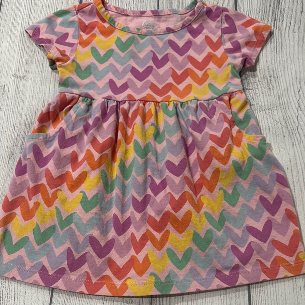 Wonder Nation Baby Girls Multicolored Chevron Patterned Dress